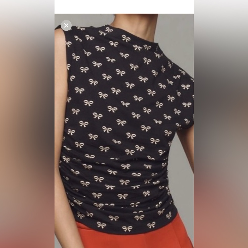 Anthropologie Black and Cream Bow Tank Top